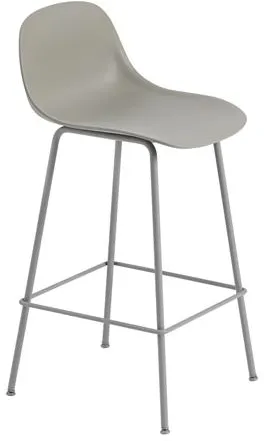 Muuto Fiber Barstol med Tube Base och Rygg Grå/Grå H87,5 cm